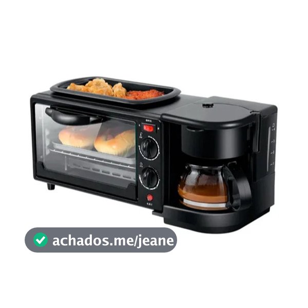 Máquina Café Manhã 3 Em 1 Forno Assar Multifunções Pãezinhos Torradeira Frigideira