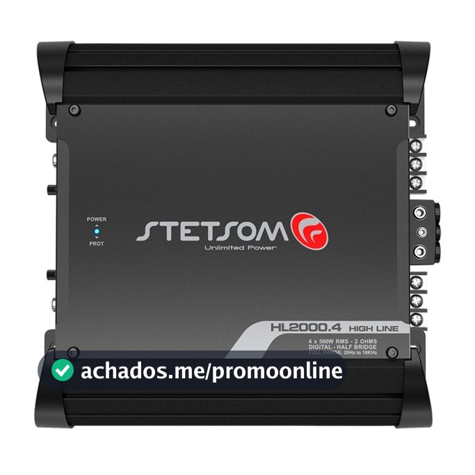 Módulo Automotivo Stetsom HL2000.4 4 Canais 2000W RMS Digital Som Automotivo 1 ou 2 Ohms