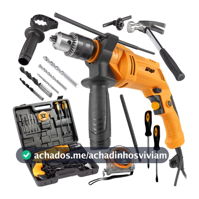Parafusadeira e Furadeira de Impacto WF 700K10 W2 WAP Mandril de 3/8" Potência de 700W + Maleta