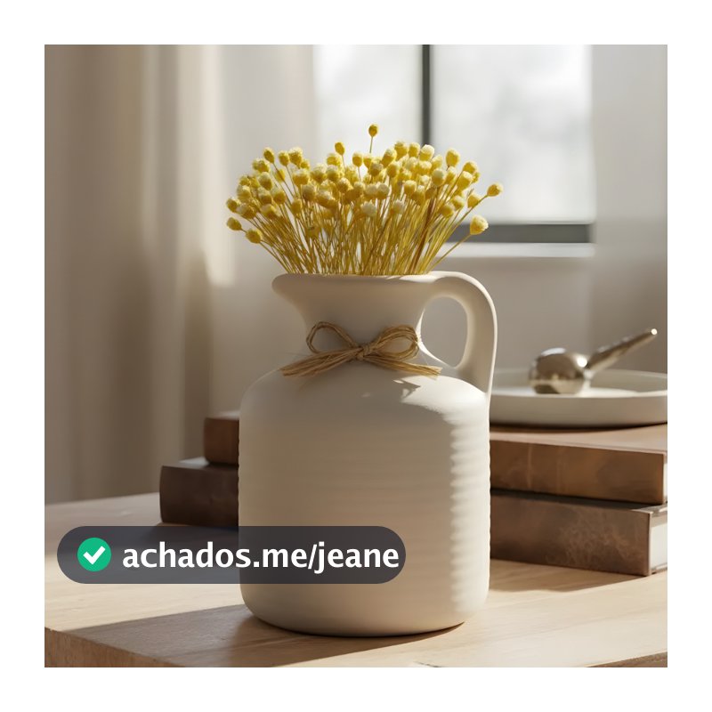 Vaso Jarro Decorativo Em Ceramica Com Flores Secas