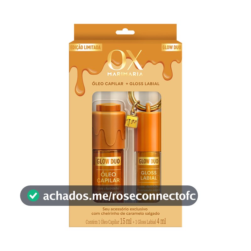 Kit Ox Glow Duo Caramelo Salgado Mari Maria - Óleo Capilar 15ml + Gloss Labial 4ml