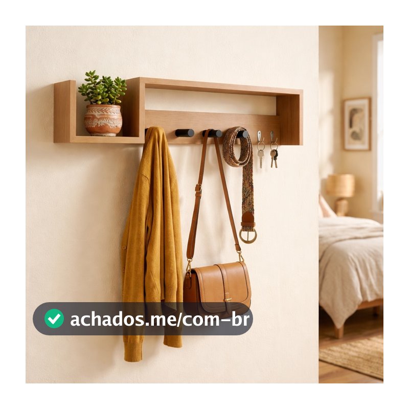 Porta chaves de parede pendurador de bolsa blusa carteira cabideiro quarto hall entrada prateleira