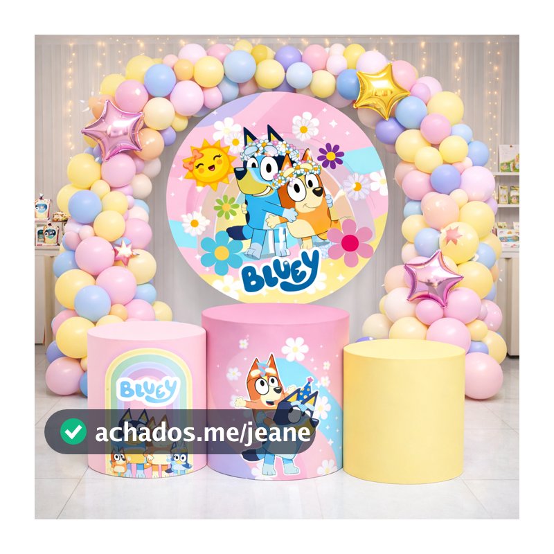 Capa de Painel Redondo + 3 Capas de Cilindro Sublimados Aniversario Tema BLY
