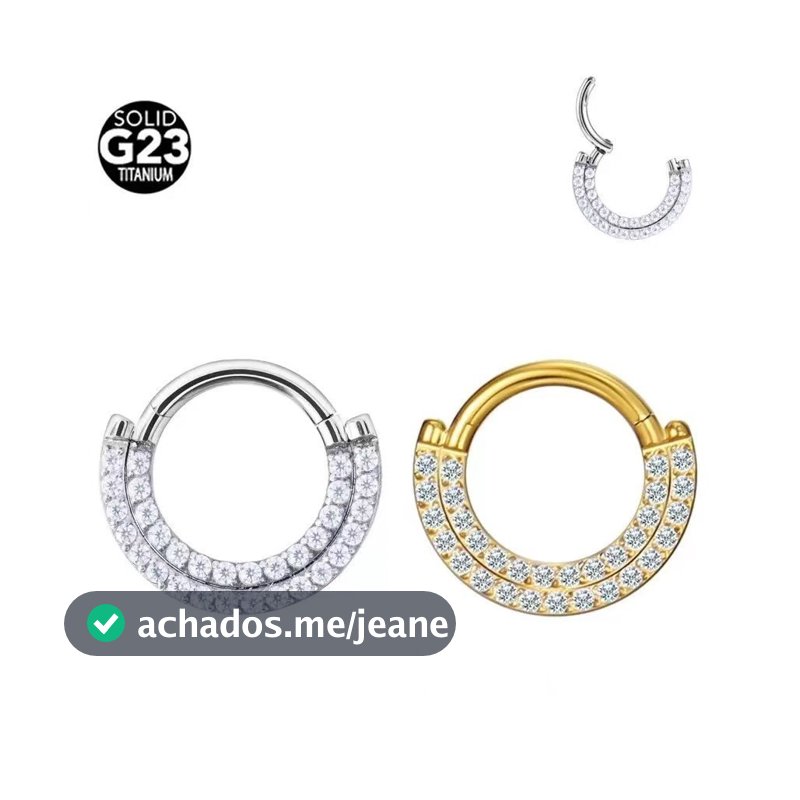 Piercing Titânio Argola Indiana Articulada Clicker com Zircônias Fileira Dupla
