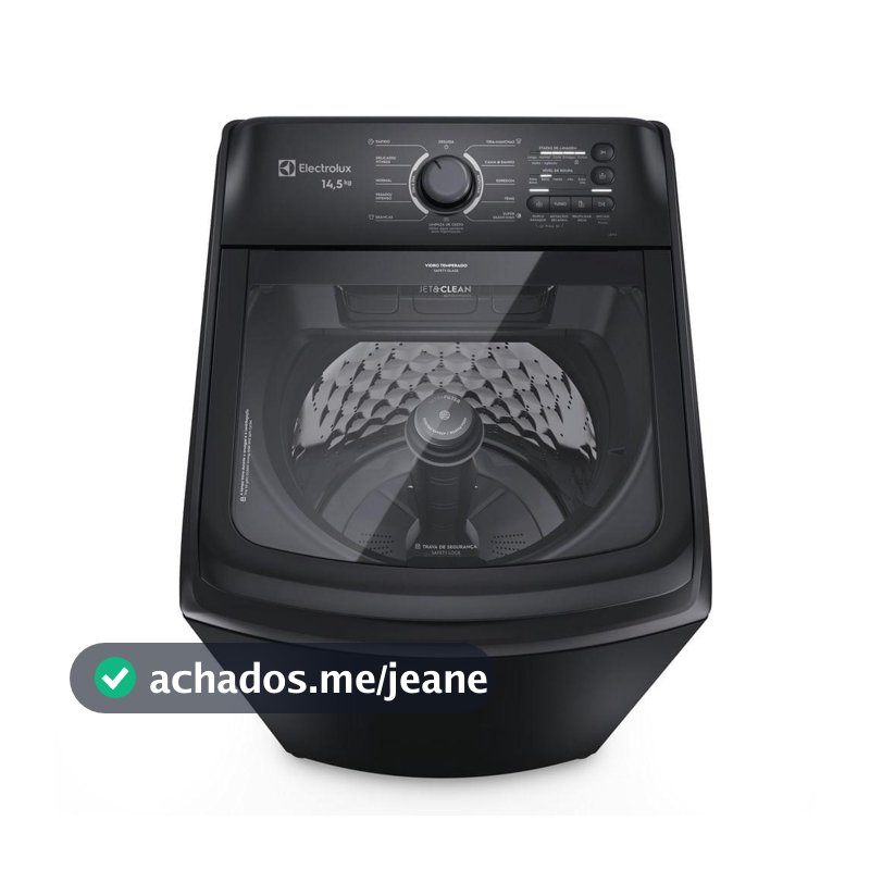 Máquina de Lavar Electrolux 14,5kg Preta Efficient Cesto Inox, Jet&Clean e Filtro Fiapos (LEP15)