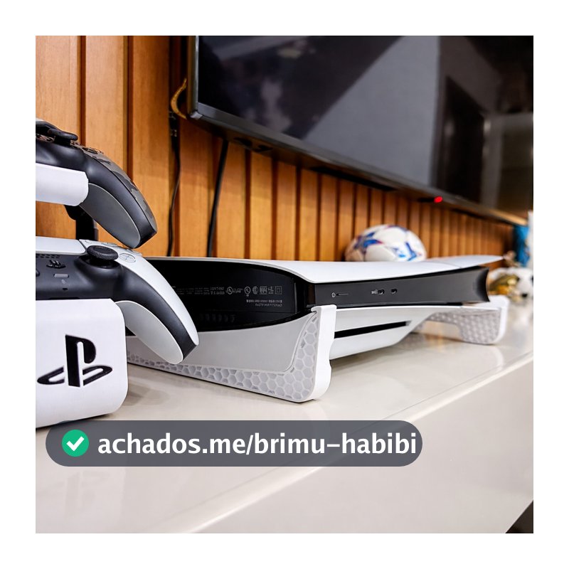 Suporte PS5 Stand Base Horizontal Ventilação Deitado Playstation 5 Slim com Disco Moderno Elegante