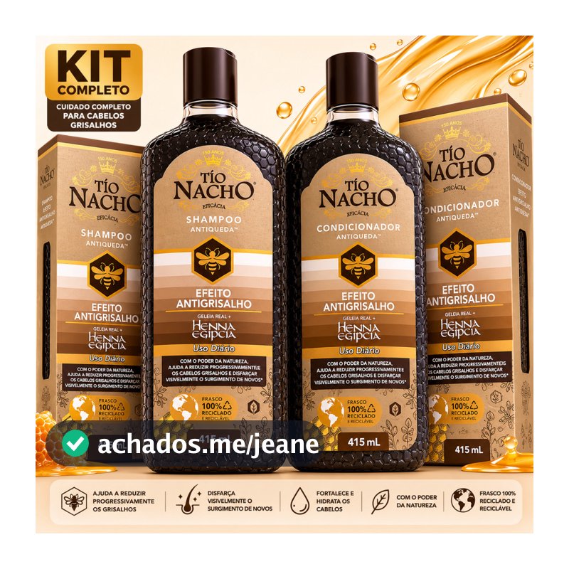 Kit Shampoo e Condicionador Tio Nacho Antigrisalho 415ml Antiqueda Cabelo Branco