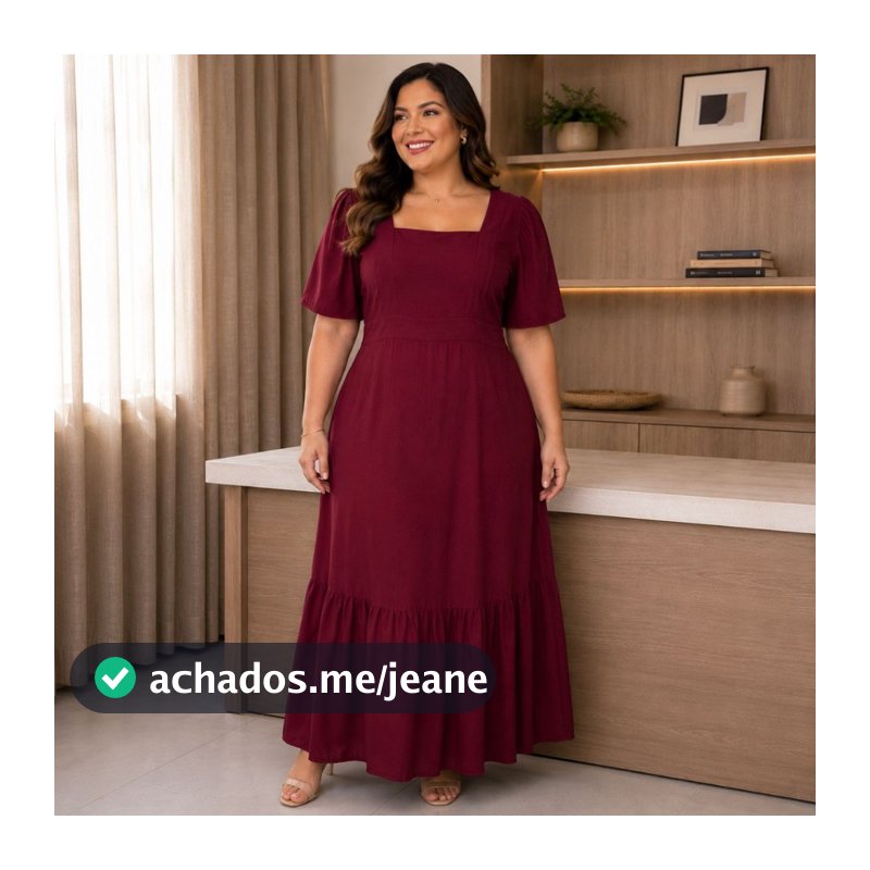 Vestido Longo Plus Size Manga Curta Moda Evangelica Soltinho Confortavel E Elegante Moderno E Casual