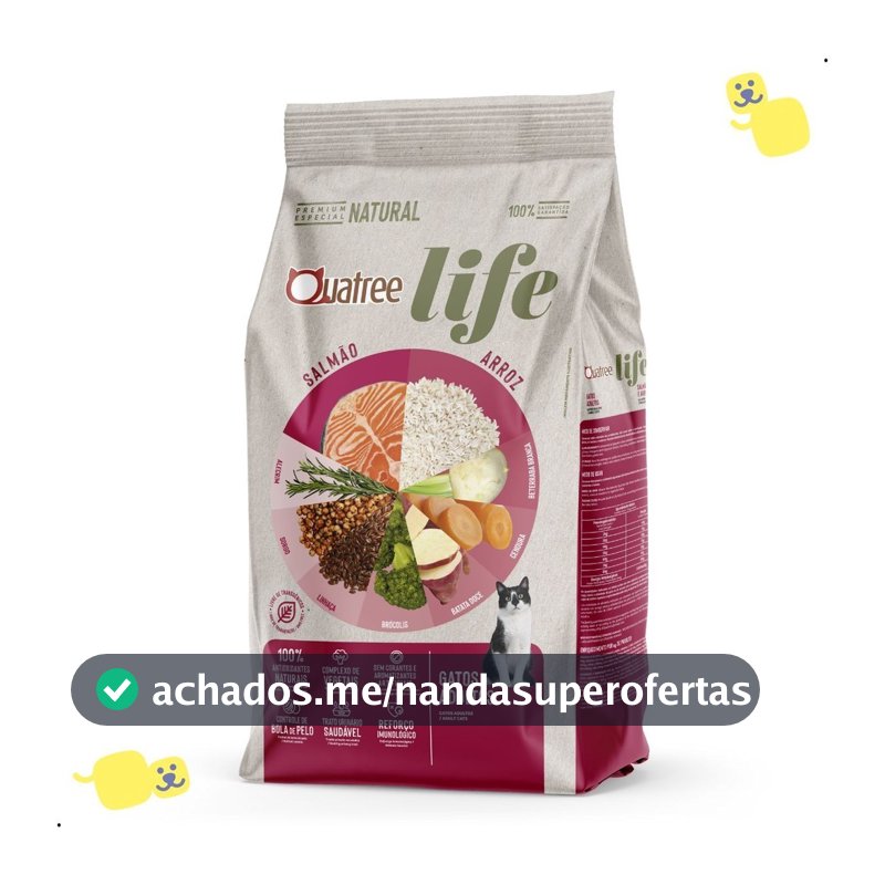 Ração Quatree Life 10.1Kg Ração Quatree Gatos Adultos Salmão e Arroz Ração Quatree Gatos 10Kg