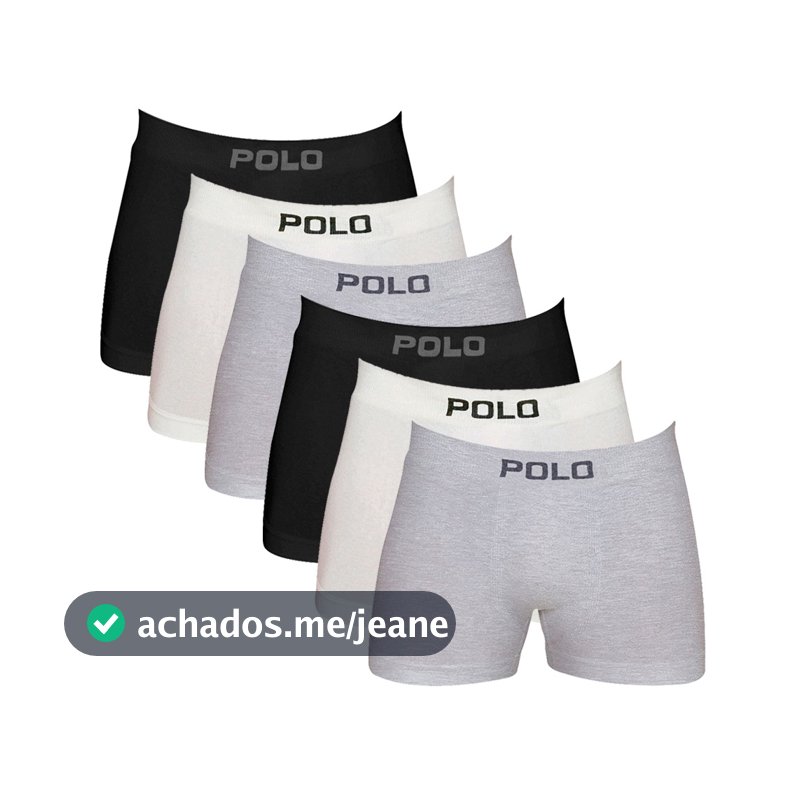 Kit 6 Cuecas Boxer Polo Star 781 Algodão Sem Costura Sortido