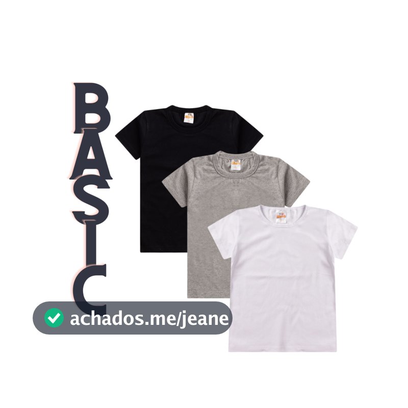 Kit 3 Camiseta Básica Infantil Unissex escolar Tam 1 ao 14 anos.