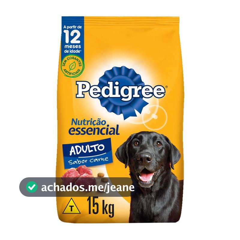 Ração Pedigree Nutrição Essencial para Cães Adultos sabor Carne 15kg