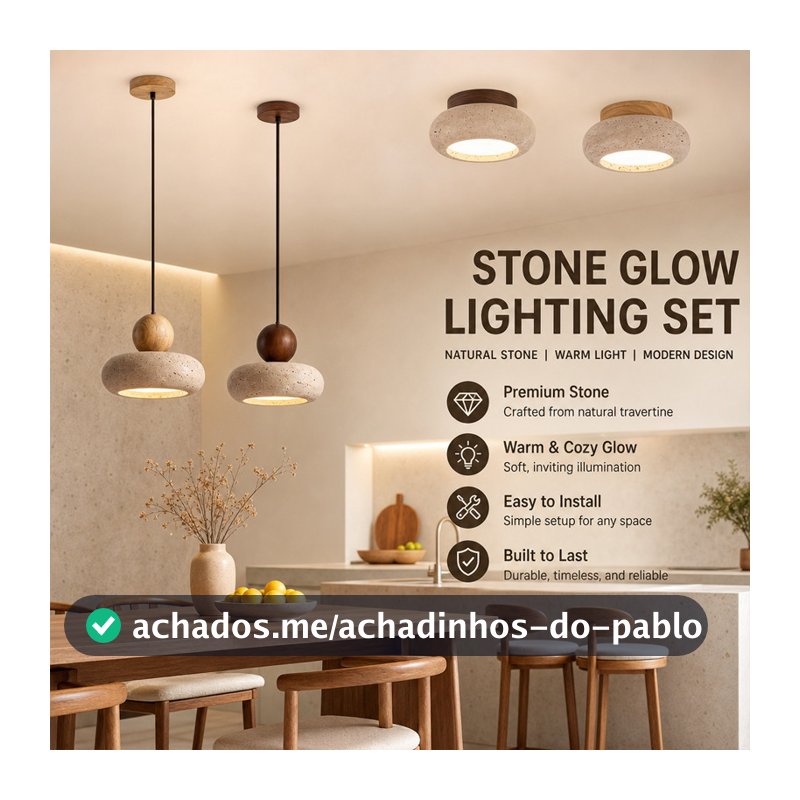 Luminária Pendente Travertino Natural Estilo Wabi Sabi Para Decoração Luminária Para Jantar Lampu Gantung