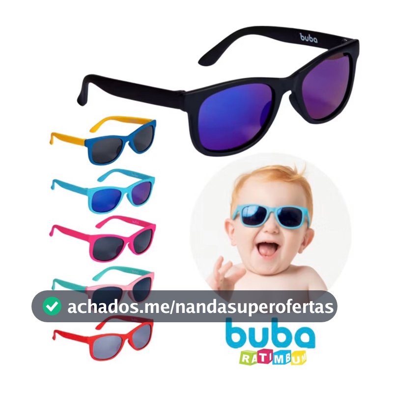 Óculos de Sol Infantil Bebê Marca Buba Original Armação Flexível Não Quebra Acompanha Estojo e Lenço para Limpeza