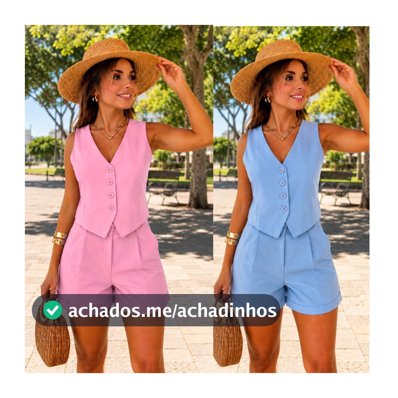 CONJUNTO FEMININO SHORT E COLETE  SOCIAL EN ALFAIATARIA  LOOK LEVE e  ESTILOSO