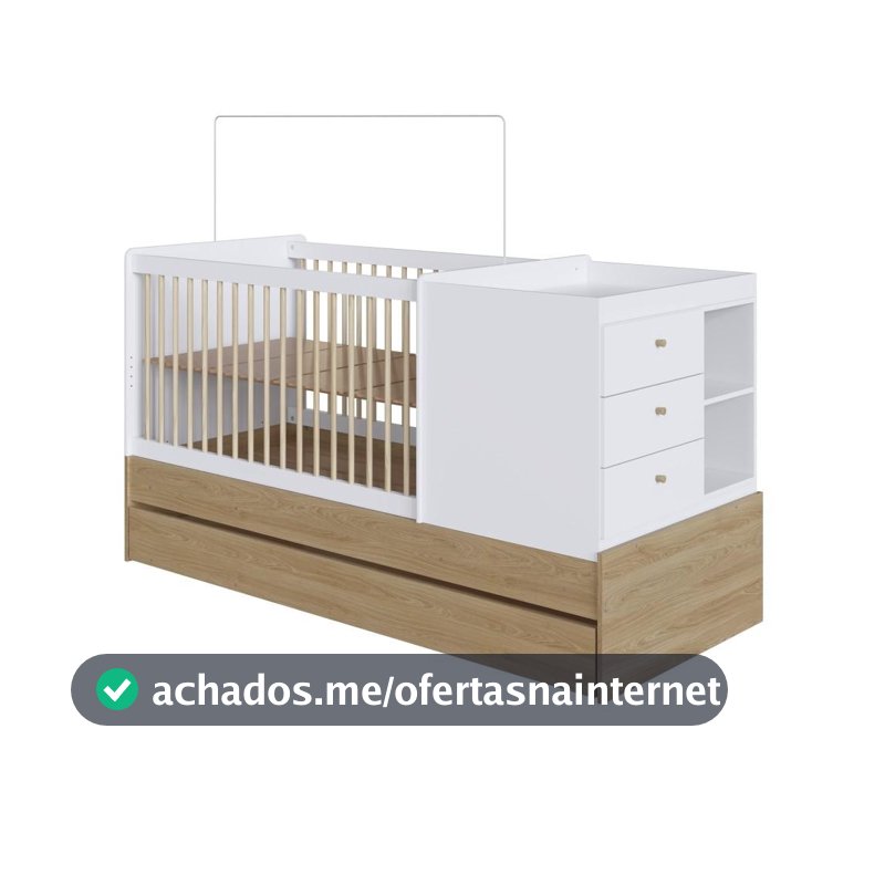 Berço Multifuncional com Cama Auxiliar Marrom Branco