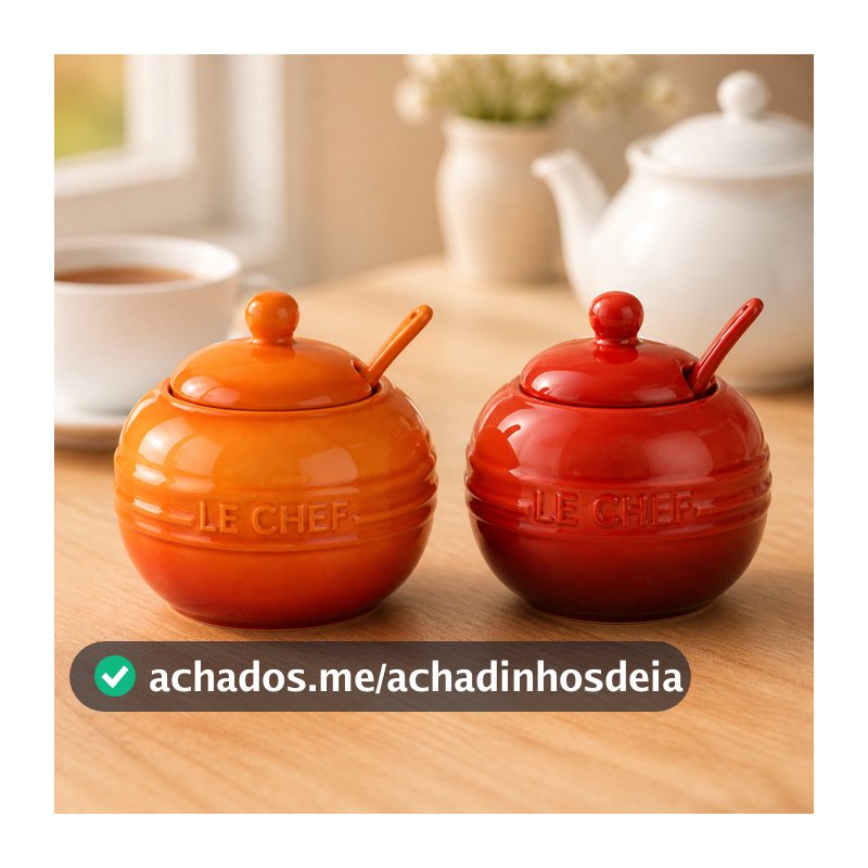 Açucareiro De Cerâmica Le Chef Com Colher 300ml Hauskraft Premium
