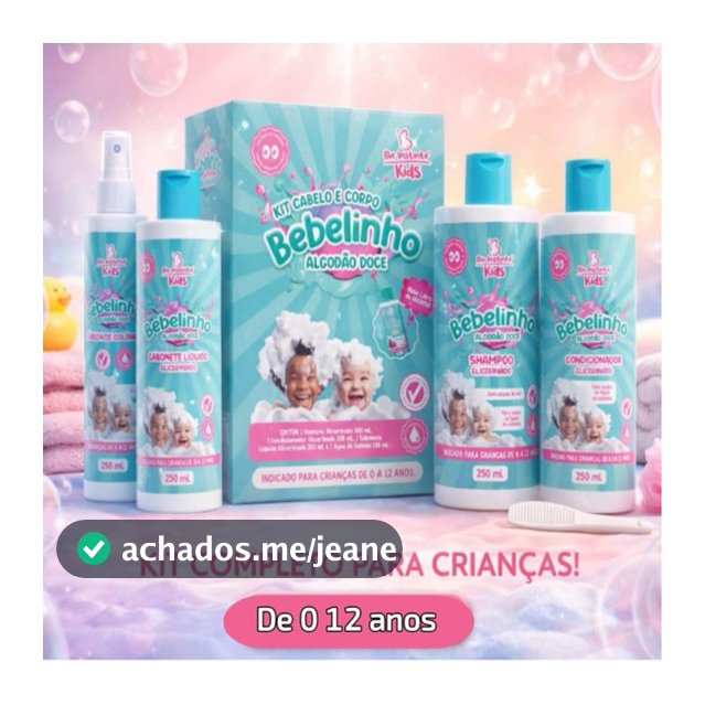Kit Infantil Bebelinho Bio Instinto Kids Algodão Doce Shampoo Condicionador Sabonete e Colônia 0 a 12 anos