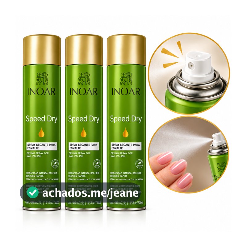 Kit 3 Inoar Speed Dry Spray Secante para Esmalte 400ml com Óleo de Argan Secagem Rápida