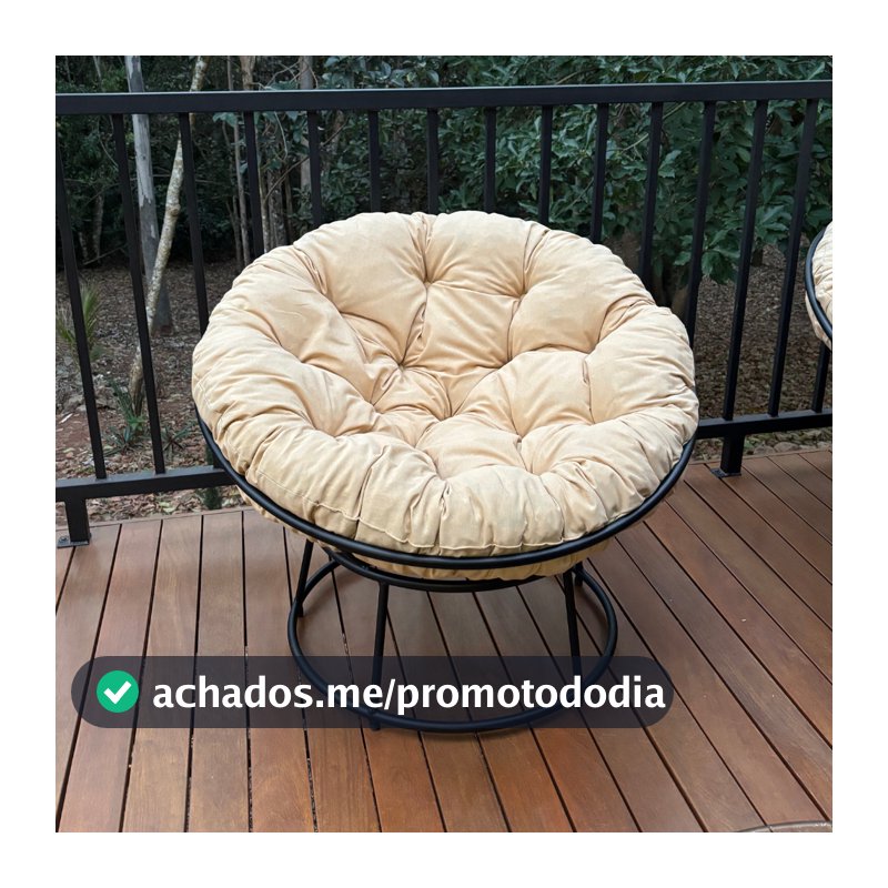 Poltrona Luar Com Almofada Tecido Drytex Pintura Eletrostática Preto