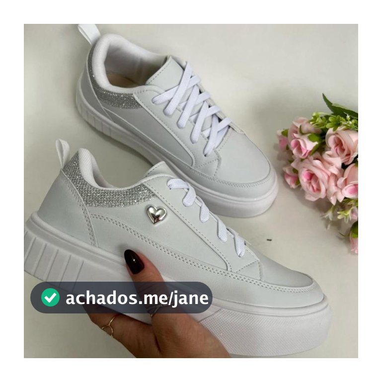 tenis feminino de coraçao com detalhe em gliter sapatos femininos