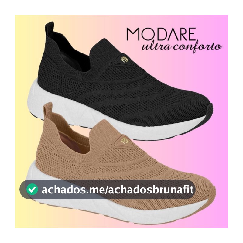 Tenis Feminino Modare Academia Slip On Respiravel Knit Conforto Calce Facil Original Ortopédico