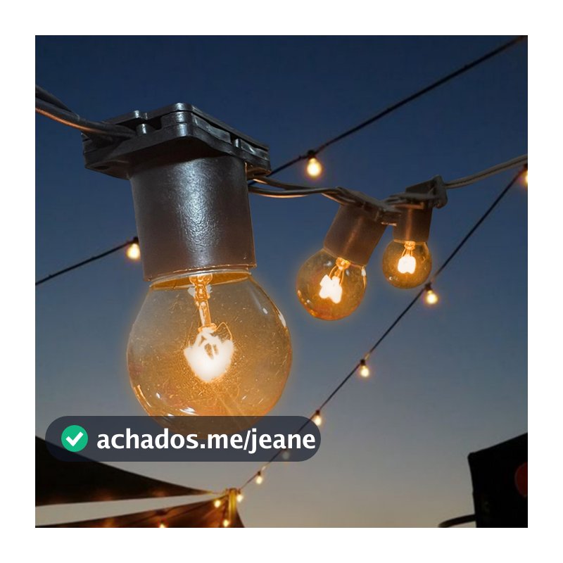 Varal Luzes Aljatec 5 metros Lampada Clara 15w Area Externa Gambiarra Casamento Fio de Luz Cordão Externo Jardim