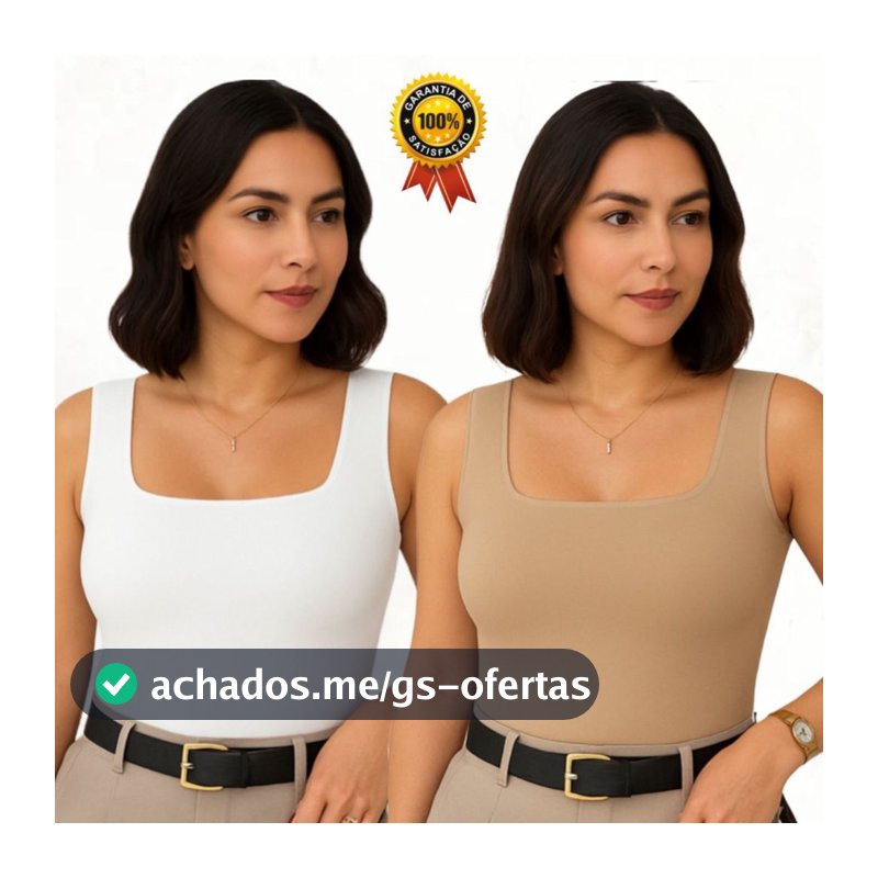 Kit 2 Regata Feminina Blusa Decote Quadrado