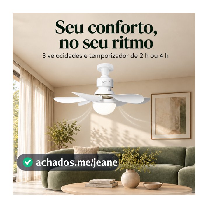 Luminária 80W 52CM Ventilador De Teto 6 Hélices Luz Ajustável Controle Remoto Silencioso E Econômico