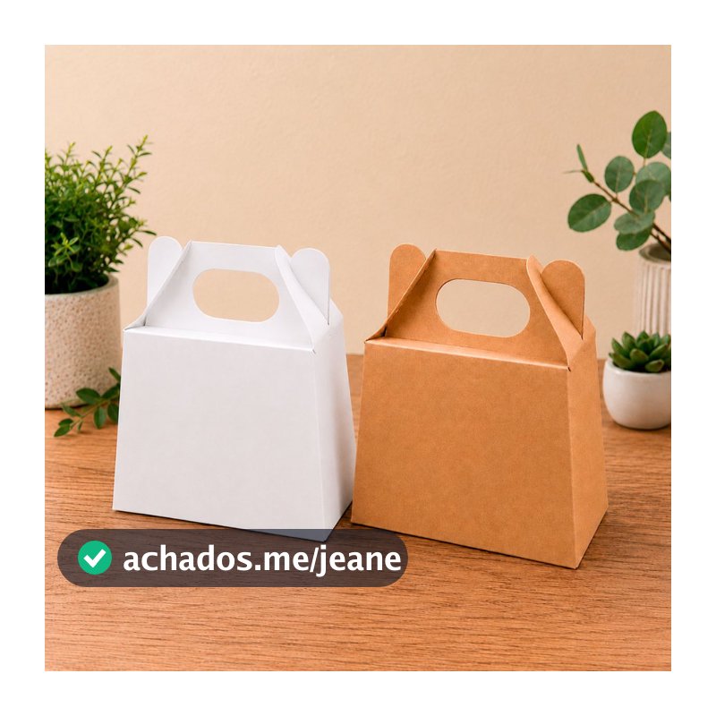 Mini Bolsinha Maletinha Branca e Kraft Para Lembrancinha Casamento Chá de Panela Casa Nova Personalizados DUPLA FACE