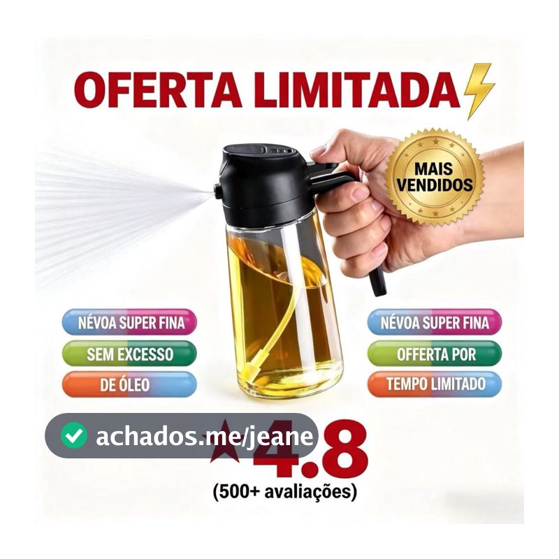 Glass Oil and Vinegar Sprayer with Button + Dispensing Nozzle + Plastic Lid and Cap 470ml