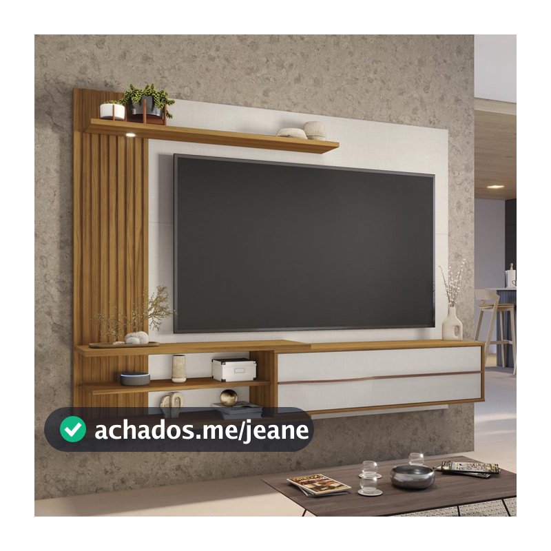 Painel Ripado para TV até 65 Polegadas com LED 1 Porta NT 1355 Notável Móveis