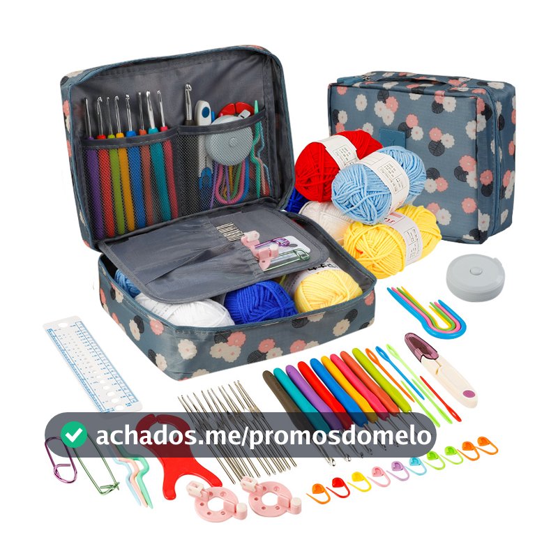 Kit Completo de Crochê Agulhas Ergonômicas Macias Linhas para Fazer Bonecos Amigurumi e Roupas
