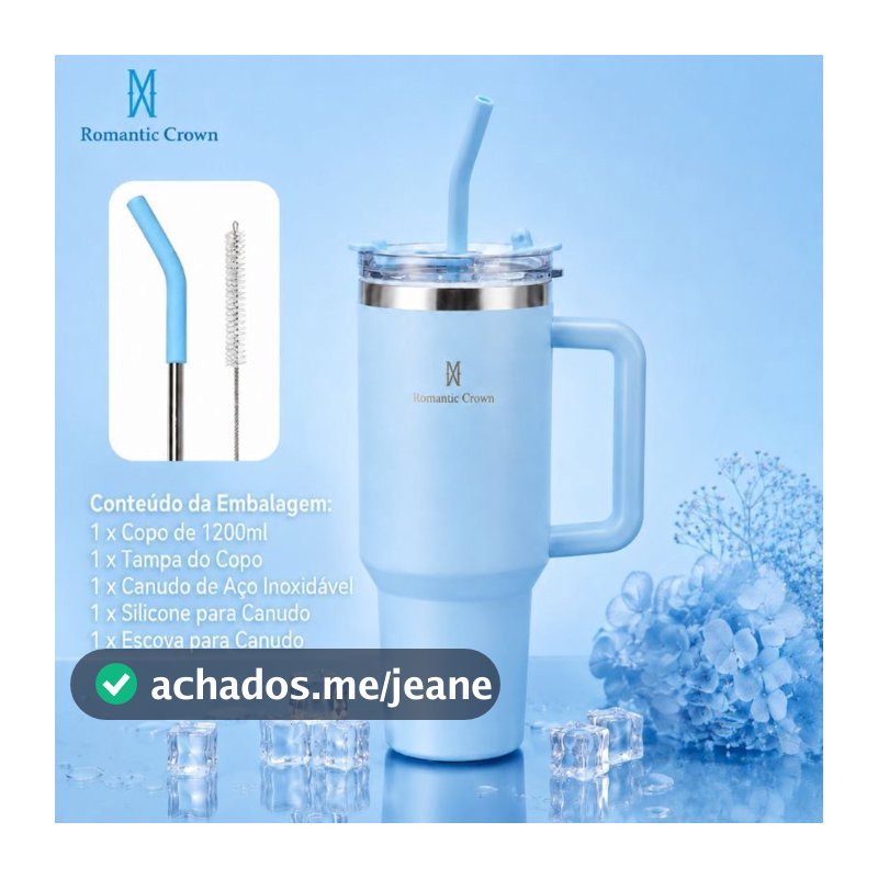 Copo Térmico Inox 1200ml com Tampa e Canudo - Isolamento Térmico Avançado e Praticidade