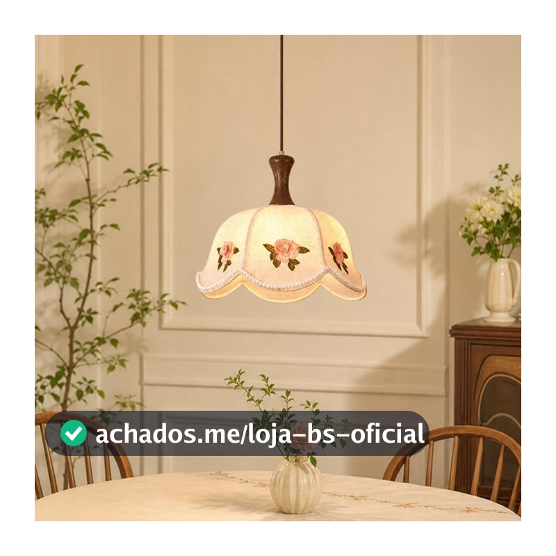 Lustre Pendente Vintage Rosa Bordada Tecido Francês Luz Tricolor Para Sala Jantar Quarto Estar Lampu Hias Ruang Tamu