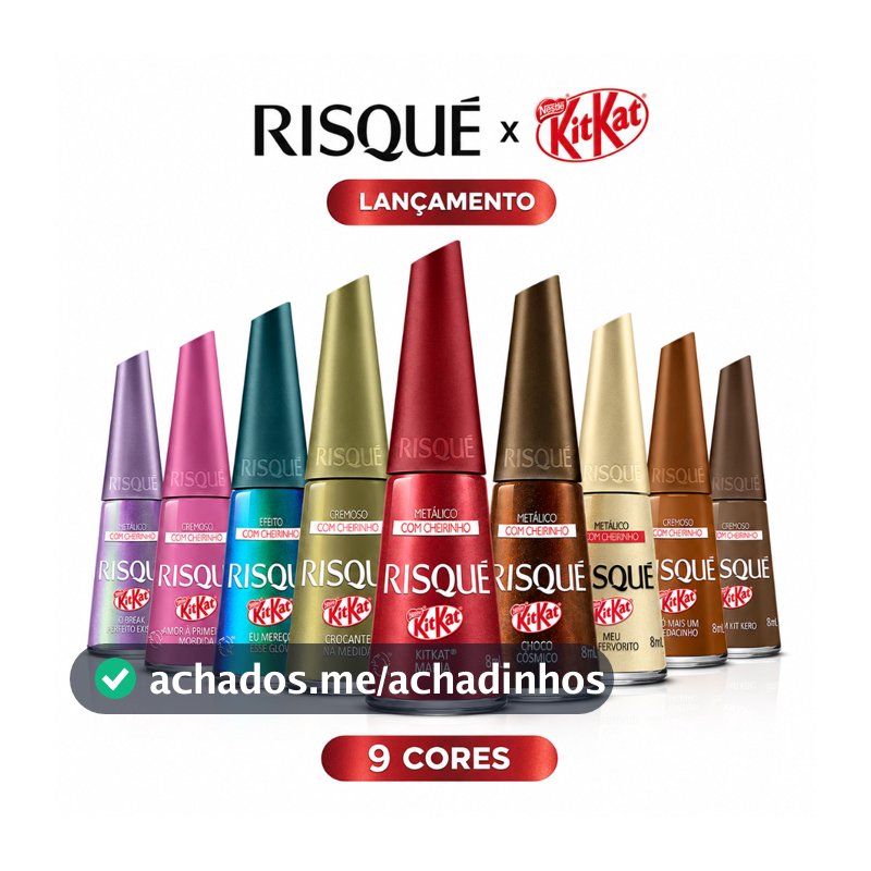 Kit Esmaltes Risqué KitKat Lançamento Esmalte Com Cheirinho De Chocolate Coleção Completa Oficial | Escolha seu kit