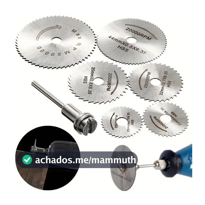 Kit Jogo Mini Serra Circular Disco Para Madeira Lamina com Adaptador Furadeira Parafusadeira