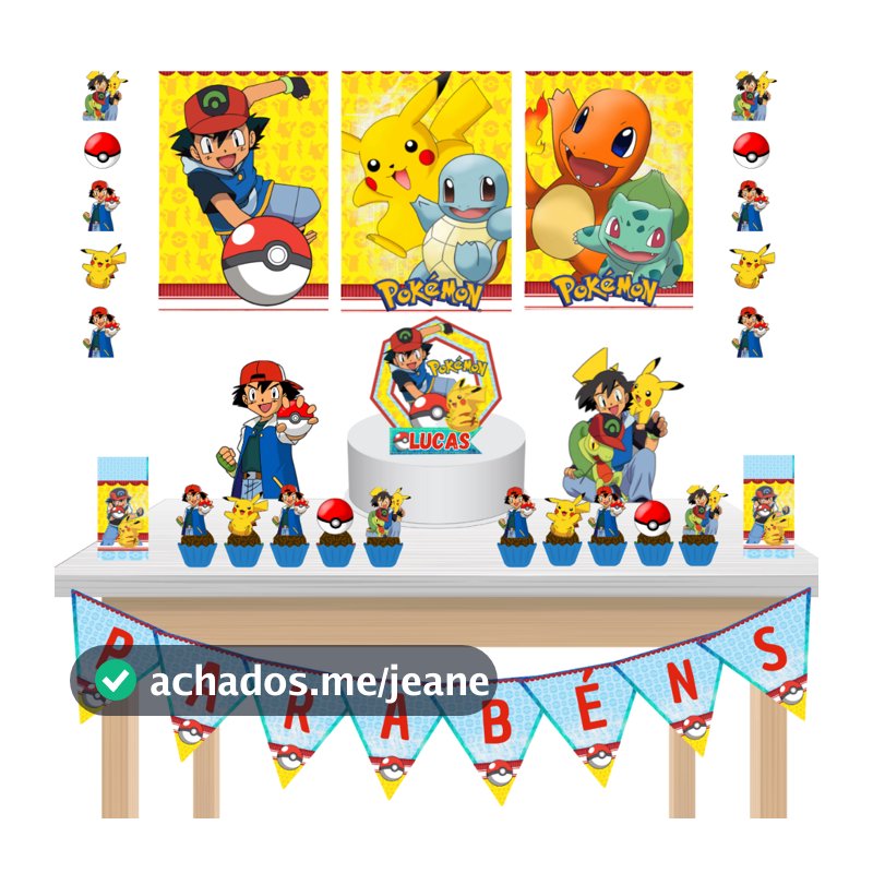 Kit Festa Fácil Kit Só Um Bolinho Pokemon Pocket Monsters Kit Festa Fácil Aniversário Mesversário