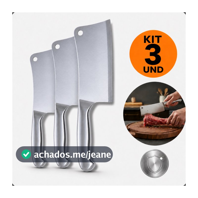 Faca Cutelo Profissional 27cm Aço Inox Machadinha para Açougueiro Chef Cozinha e Churrasco