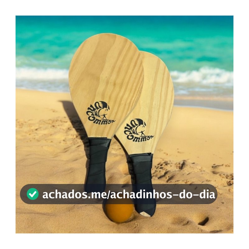 Kit Frescobol Tênis De Praia 2 Raquetes Madeira + Bola