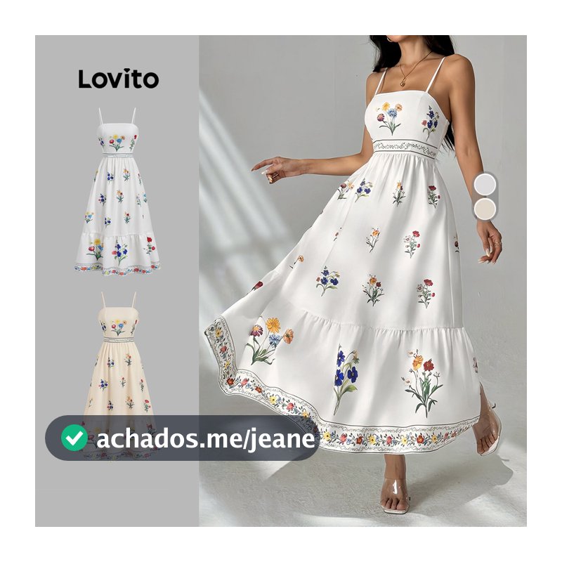 Lovito Férias Vestido com Zíper Franzido - Vestido de Primavera/verão para Mulheres LBL34074