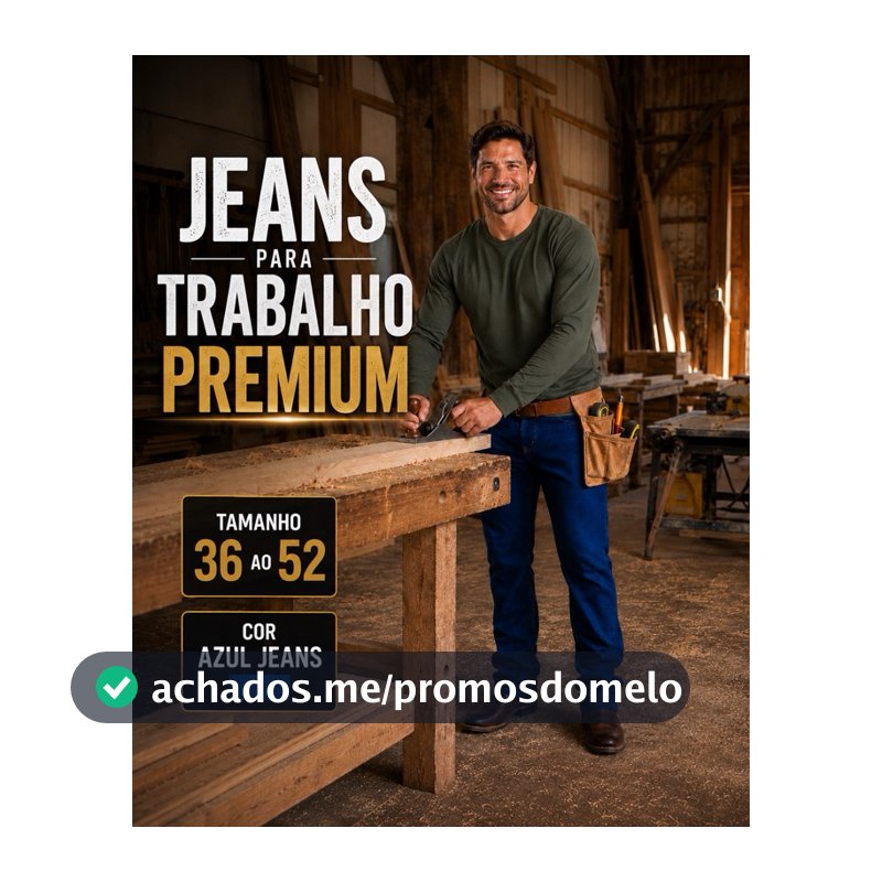 Kit 3/2/1 Calça Jeans Masculina para Trabalho Premium Reforçada Confortável com Elastano Modelagem Reta Azul 36 ao 52