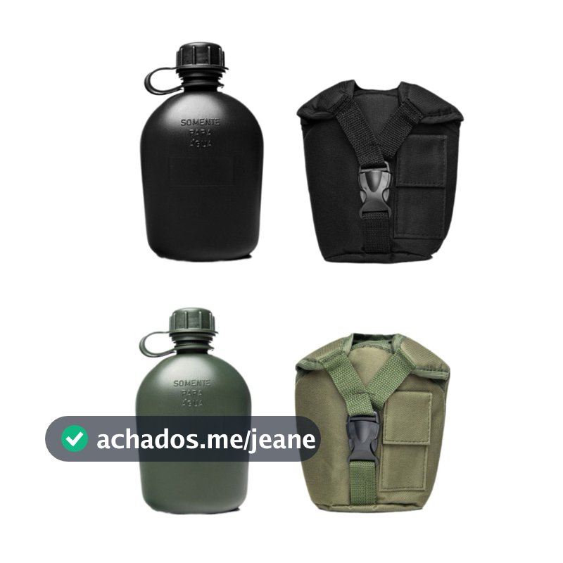 Cantil C/ Porta Cantil Militar Verde ou Preto Para Uso em Cinto Tático - 900ml