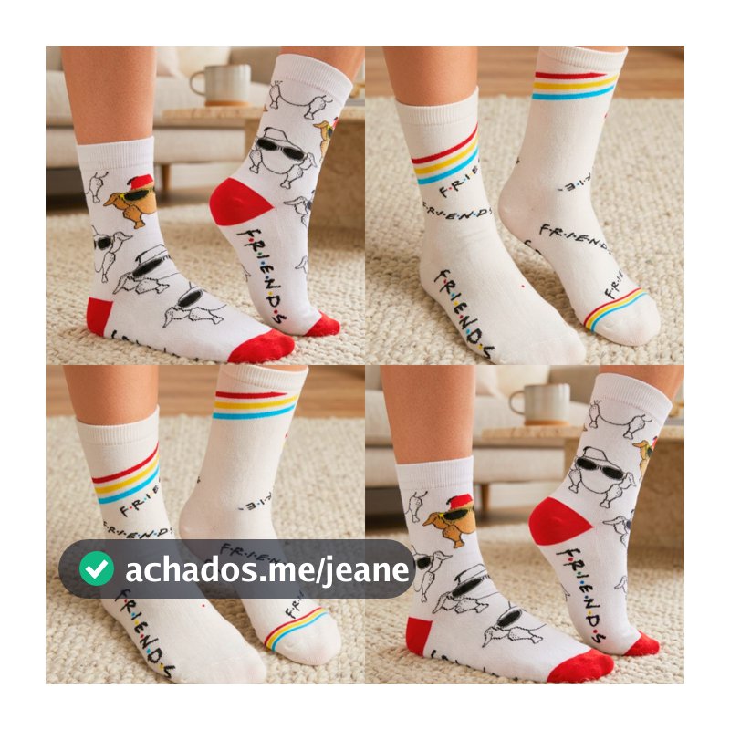 Meias Divertidas Cano Alto Série FRIENDS Estilo Geek Algodão