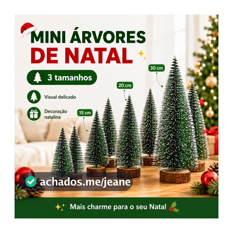 15/20/30cm Mini Pinheiro de Natal com Luzes Efeito Nevado Decoração de Mesa