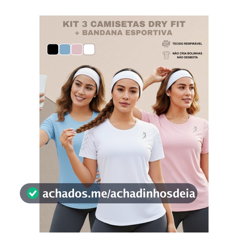Kit 3 Camisetas Femininas Dry Fit Academia Fitness Corrida Treino Esportivo Confortável Fresquinha