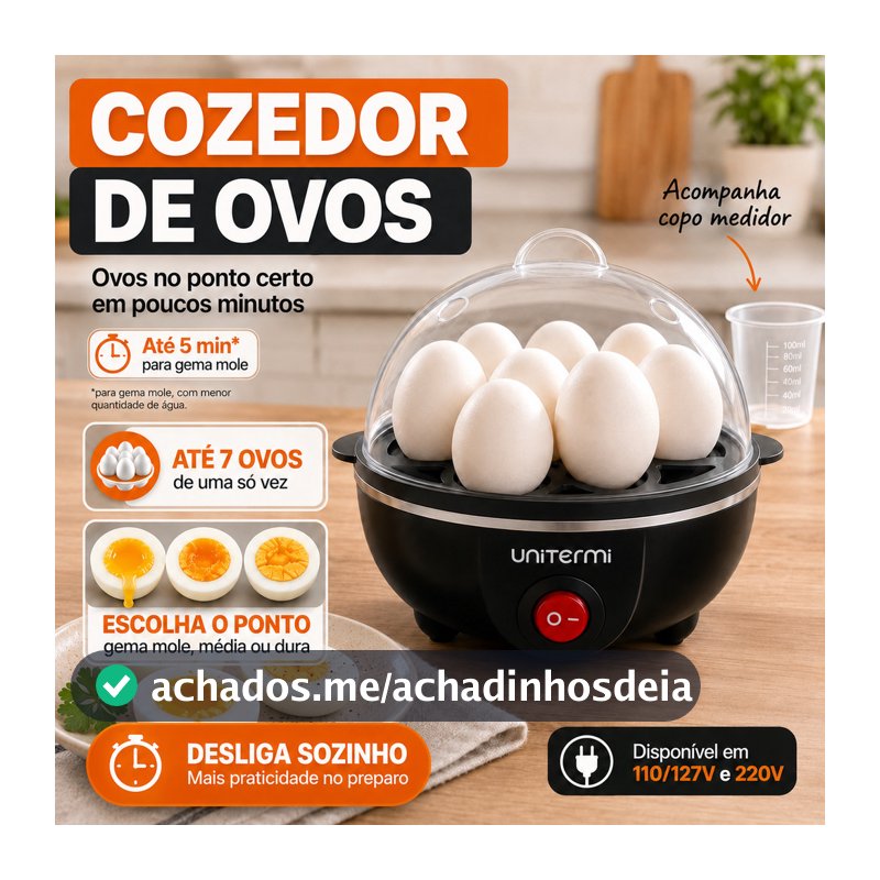 Cozedor De Ovos Elétrico Desligamento Automático Portátil Cozinha 7 Ovos Legume A Vapor 110V ou 220V