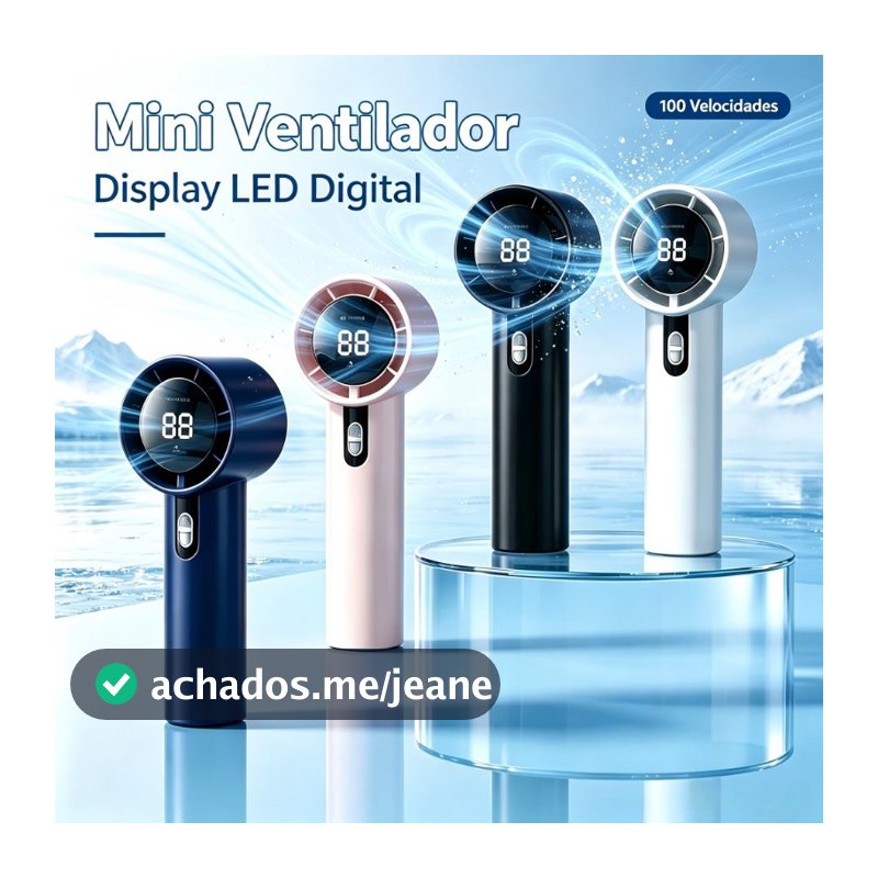 Mini Ventilador Turbo Portátil 120 Níveis De Velocidade Mudo Display LED Digital USB Recarregável Uso Doméstico Viagens