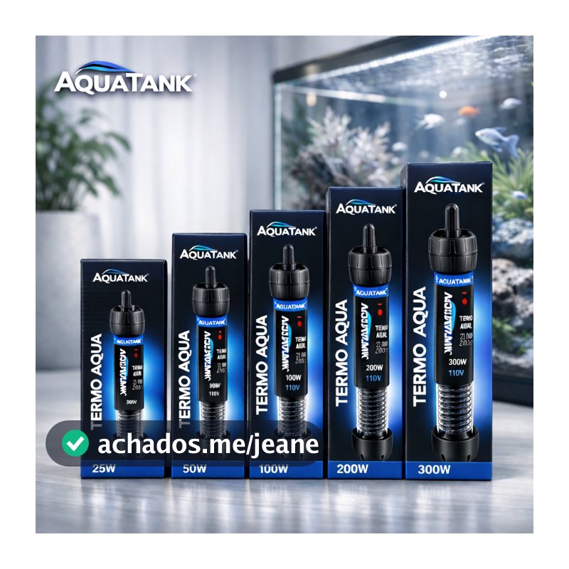 Aquecedor Com Termostato Submersível Aquatank Termo Aqua Para Aquários 25w 50w 100w 200w 300w