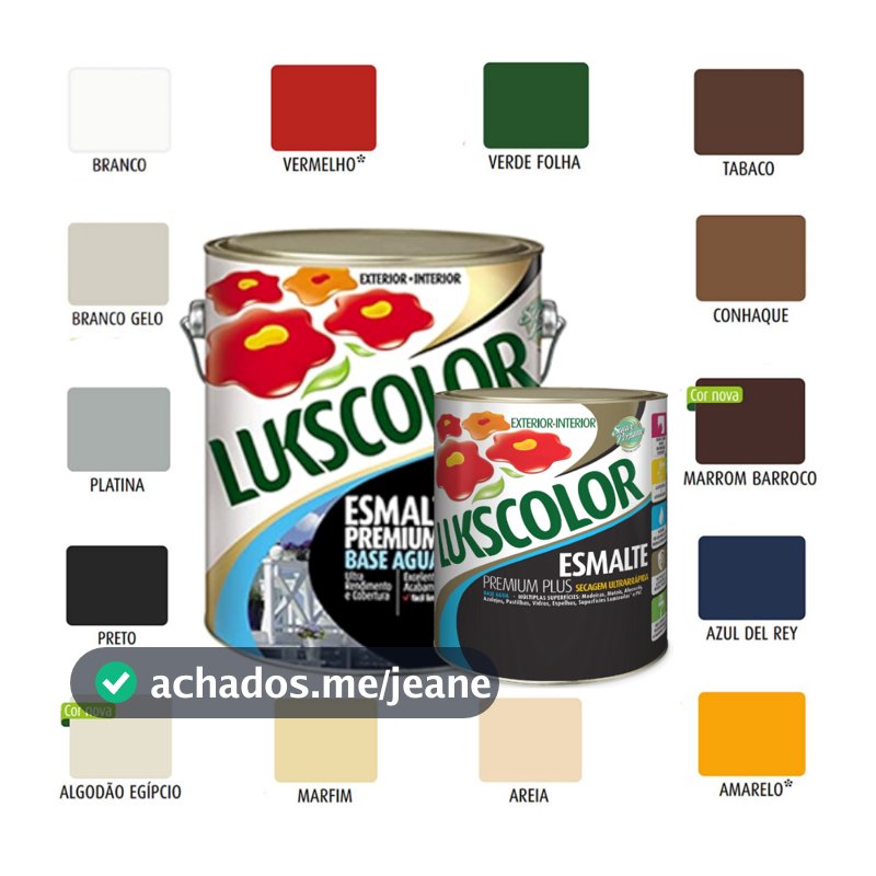 Tinta Esmalte Base Água 900ml ou 3,6L Lukscolor Brilhante Madeira Azulejo Cores
